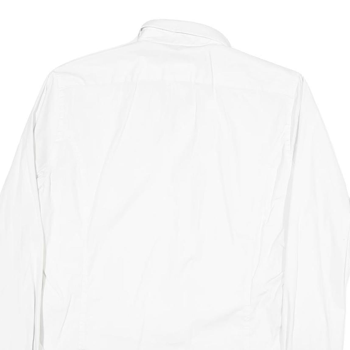 JOOP Mens White Plain Shirt S Classic Cotton Blend Button Collar Long Sleeve