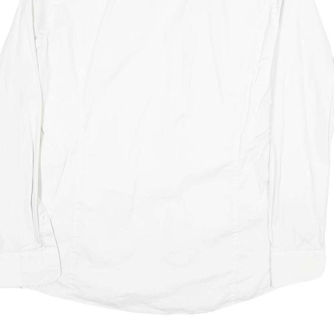 JOOP Mens White Plain Shirt S Classic Cotton Blend Button Collar Long Sleeve