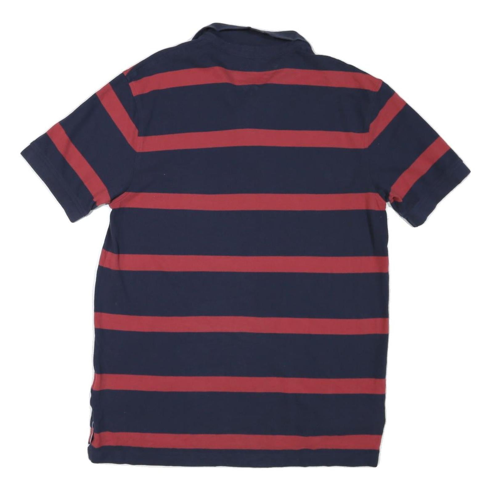 TOMMY HILFIGER Mens Navy & Red Striped Short Sleeve Polo Shirt L Classic Fit