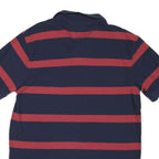 TOMMY HILFIGER Mens Navy & Red Striped Short Sleeve Polo Shirt L Classic Fit