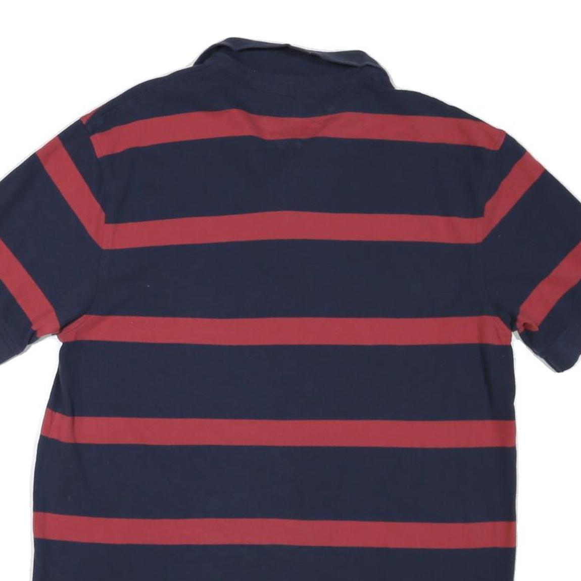 TOMMY HILFIGER Mens Navy & Red Striped Short Sleeve Polo Shirt L Classic Fit