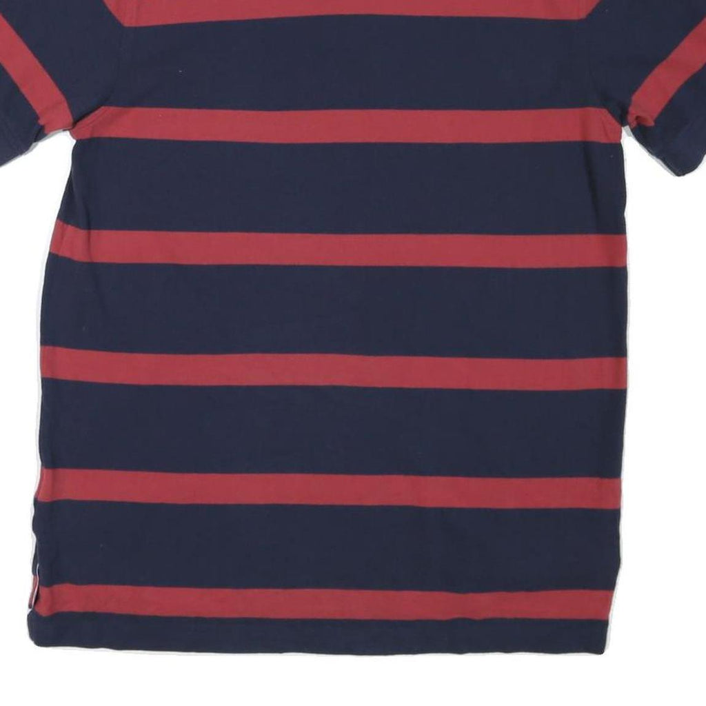 TOMMY HILFIGER Mens Navy & Red Striped Short Sleeve Polo Shirt L Classic Fit