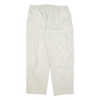 PAPADAY Mens Cotton Blend Cream Relaxed Straight Trousers W32 L27 Casual Zip