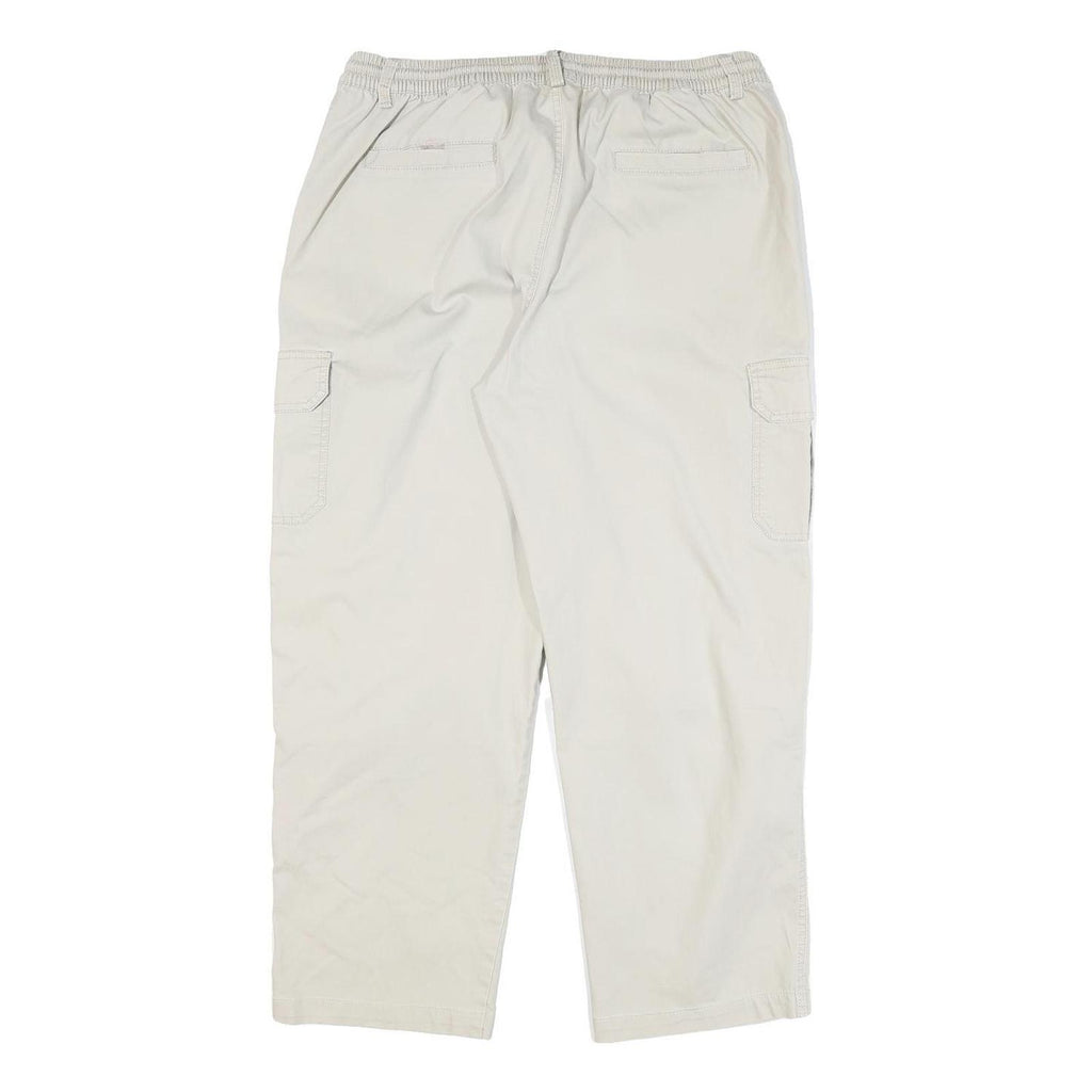 PAPADAY Mens Cotton Blend Cream Relaxed Straight Trousers W32 L27 Casual Zip