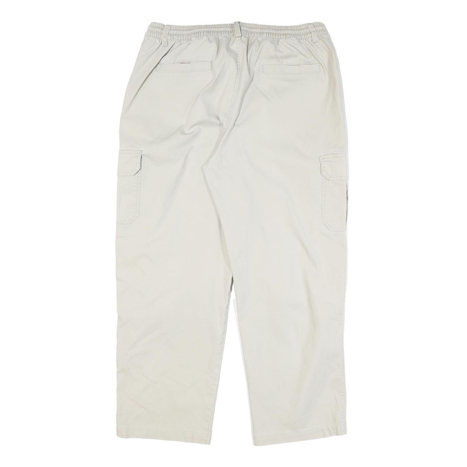 PAPADAY Mens Cotton Blend Cream Relaxed Straight Trousers W32 L27 Casual Zip