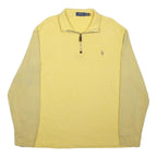 POLO RALPH LAUREN Mens Yellow Plain Cotton Jumper Half Zip Basic Knit XL Casual