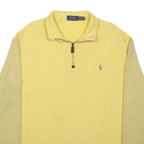 POLO RALPH LAUREN Mens Yellow Plain Cotton Jumper Half Zip Basic Knit XL Casual