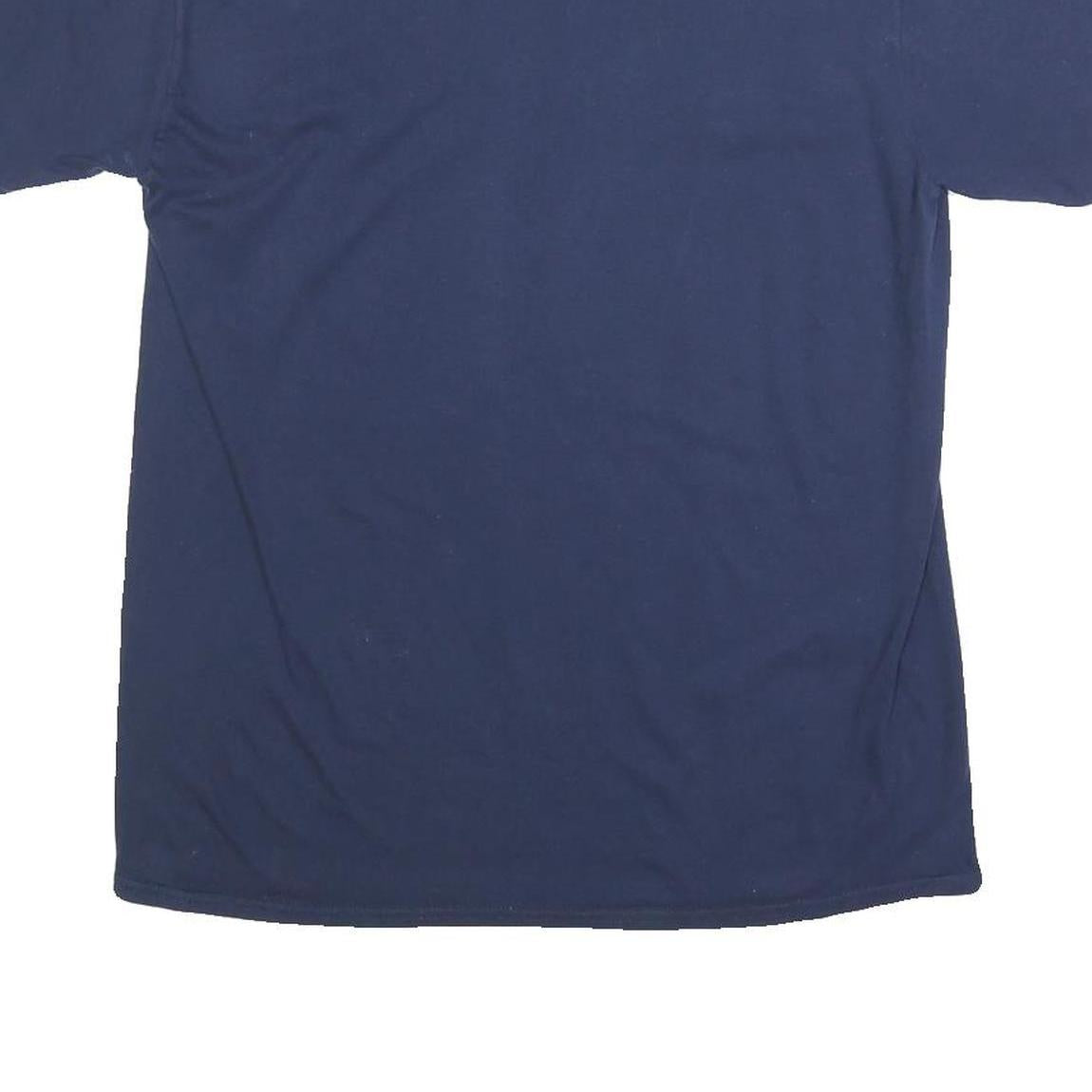 GILDAN Mens Navy Blue Mr Sunday Graphic T-Shirt L Short Sleeve Crew Neck Cotton