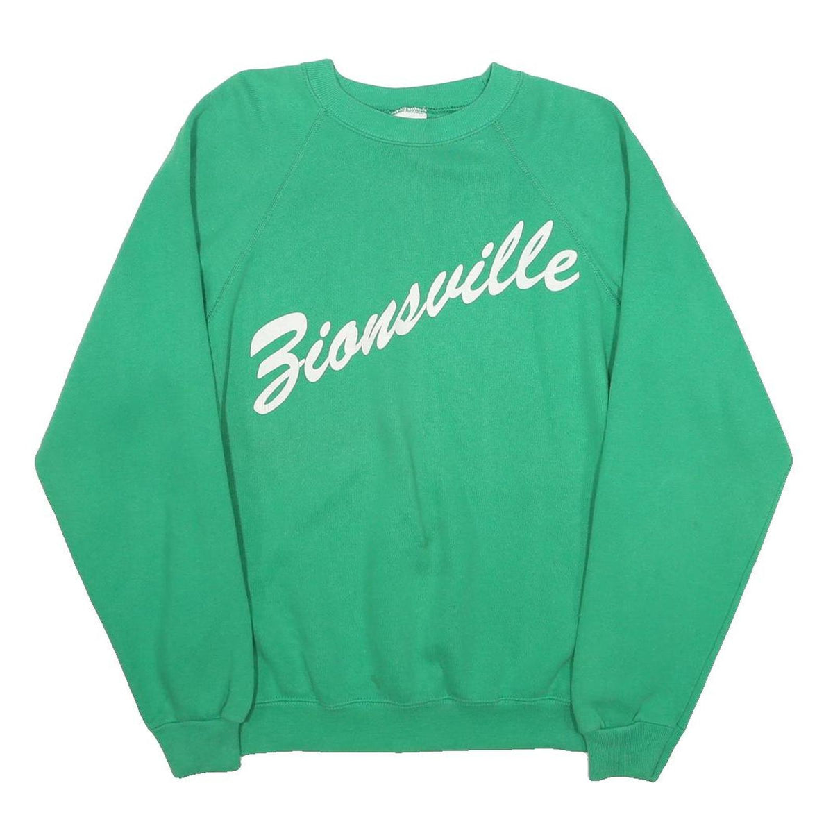 HANES Mens Green Zionsville Crew Neck L Cotton Blend Sweatshirt Casual Pullover
