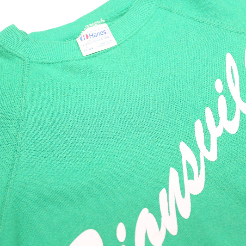 HANES Mens Green Zionsville Crew Neck L Cotton Blend Sweatshirt Casual Pullover