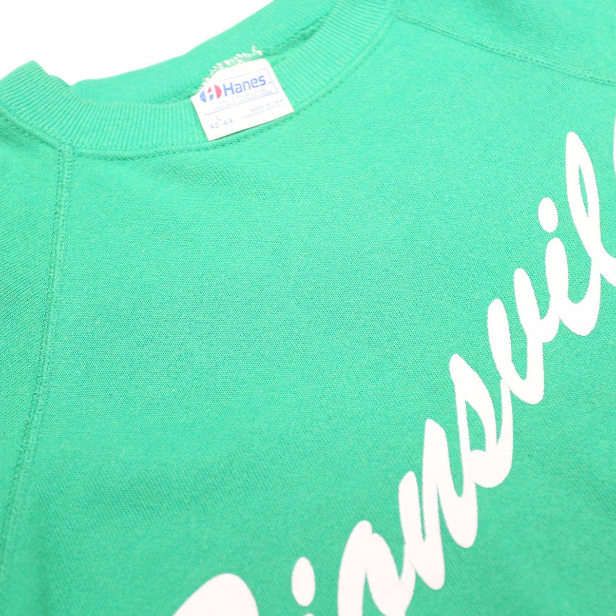 HANES Mens Green Zionsville Crew Neck L Cotton Blend Sweatshirt Casual Pullover