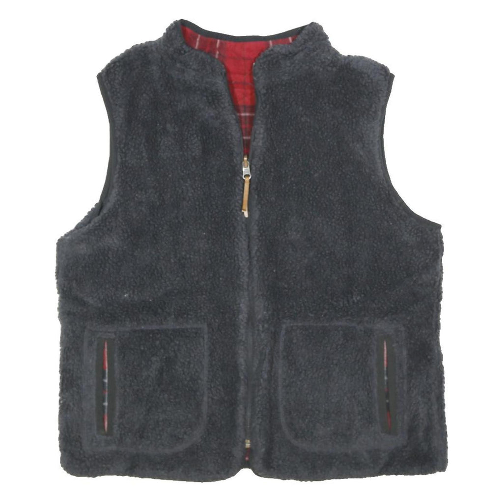 EDDIE BAUER Mens Black Reversible Fleece Jacket M Zip Casual Warm Vest