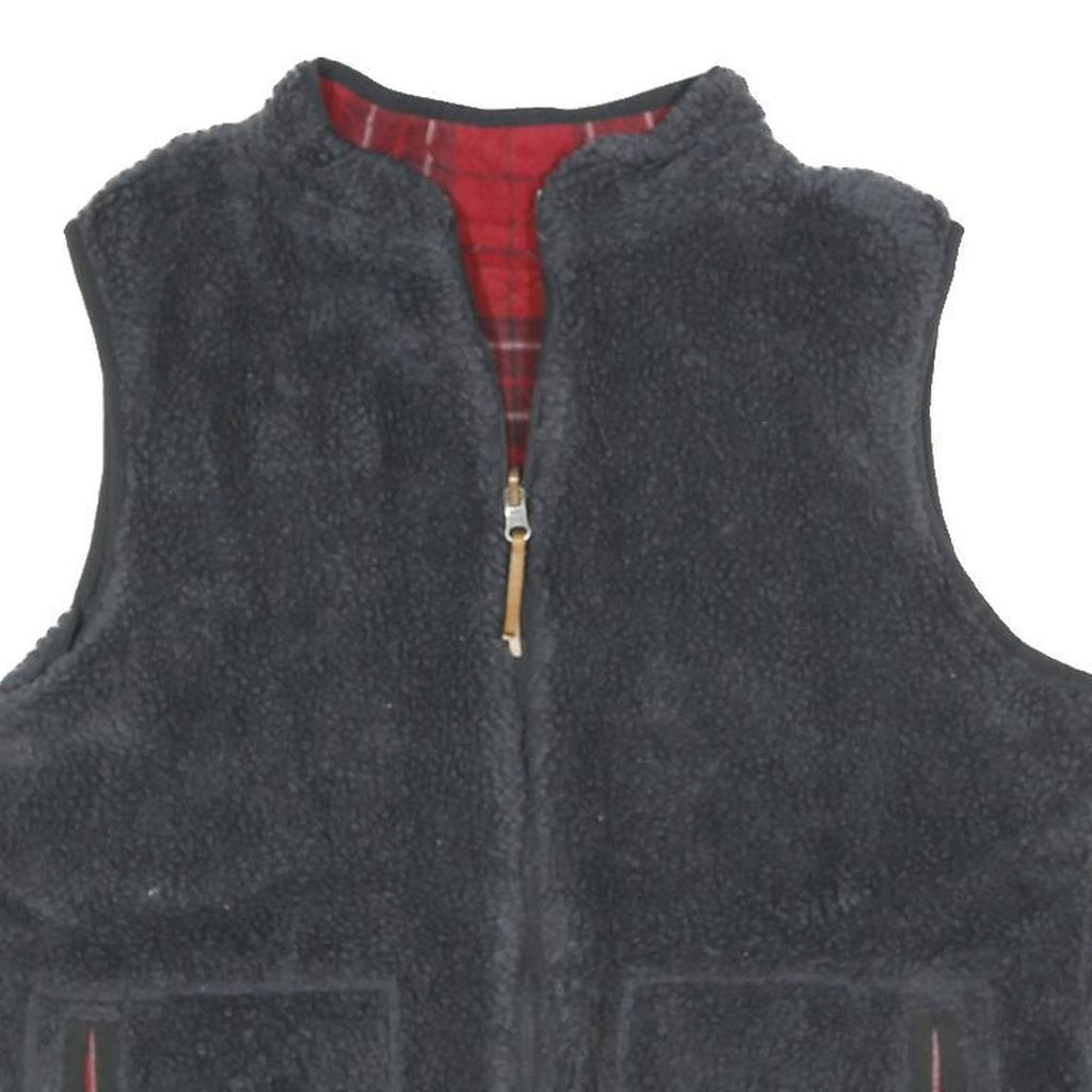 EDDIE BAUER Mens Black Reversible Fleece Jacket M Zip Casual Warm Vest