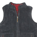 EDDIE BAUER Mens Black Reversible Fleece Jacket M Zip Casual Warm Vest