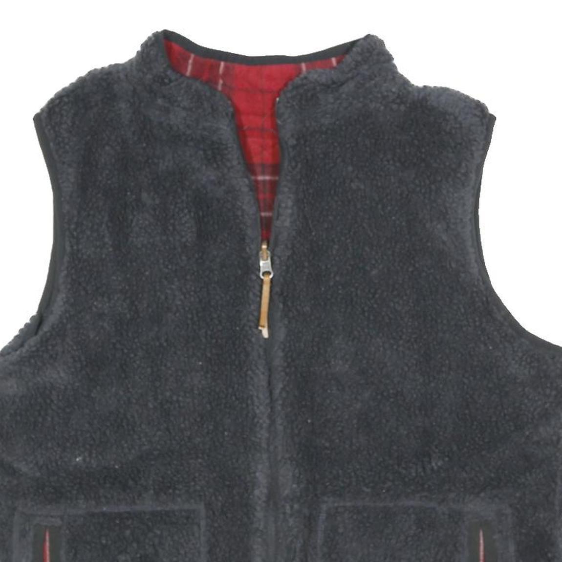 EDDIE BAUER Mens Black Reversible Fleece Jacket M Zip Casual Warm Vest