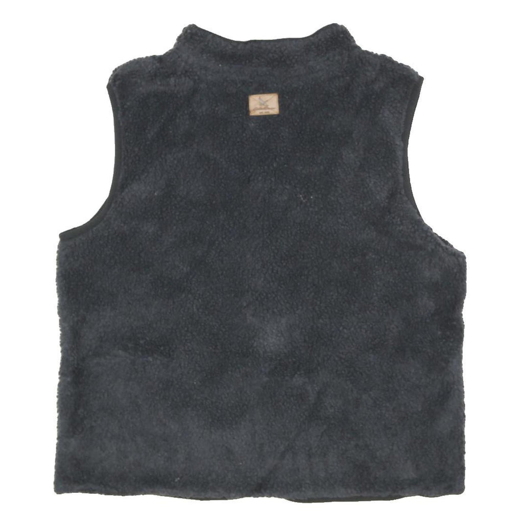 EDDIE BAUER Mens Black Reversible Fleece Jacket M Zip Casual Warm Vest