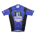 Mens Blue & Black Cycling T-Shirt Short Sleeve Zip Up Sports Graphic S