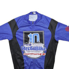 Mens Blue & Black Cycling T-Shirt Short Sleeve Zip Up Sports Graphic S
