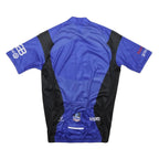 Mens Blue & Black Cycling T-Shirt Short Sleeve Zip Up Sports Graphic S