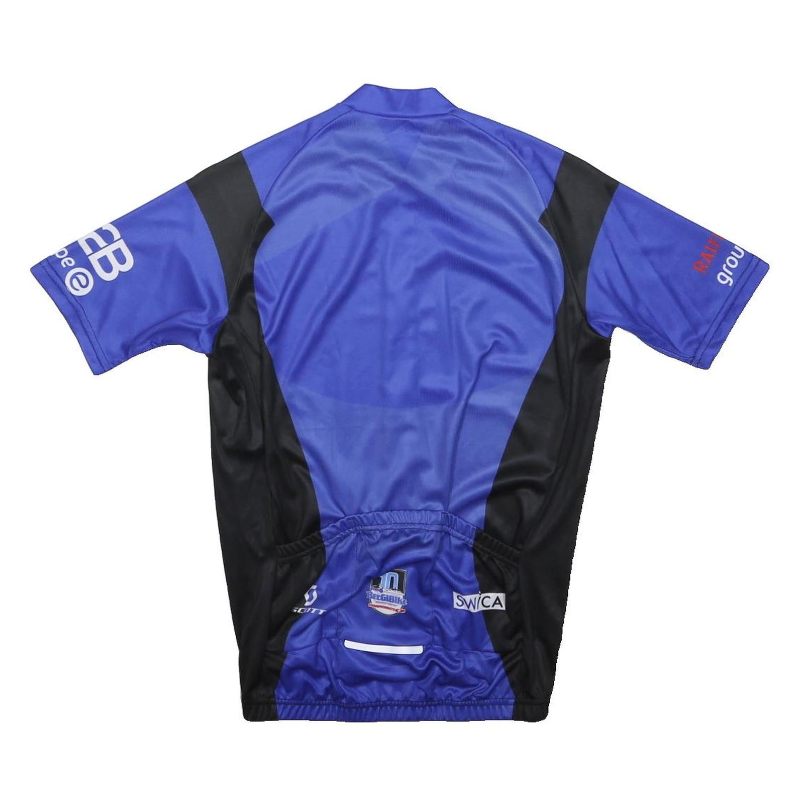 Mens Blue & Black Cycling T-Shirt Short Sleeve Zip Up Sports Graphic S