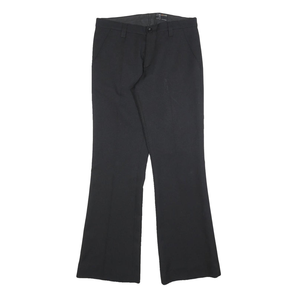ENERGIE Womens Black Regular Flared Polyester Trousers W32 L32 Classic Zip