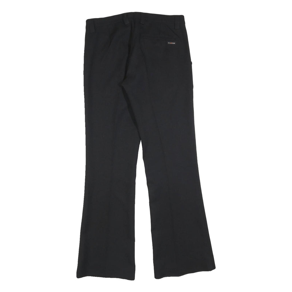 ENERGIE Womens Black Regular Flared Polyester Trousers W32 L32 Classic Zip