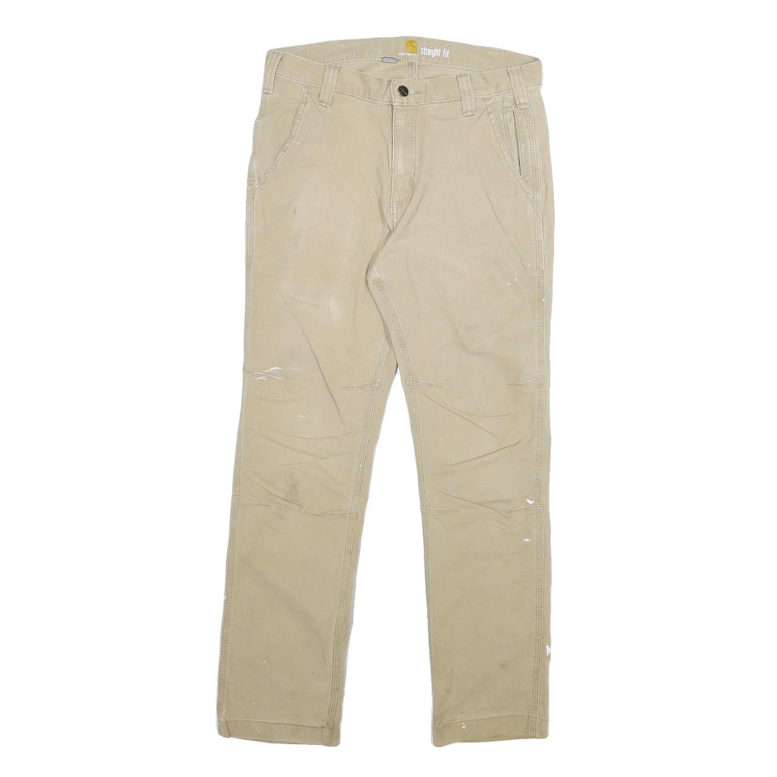 CARHARTT Mens Cotton Blend Beige Regular Straight Leg Trousers W30 L29 Workwear