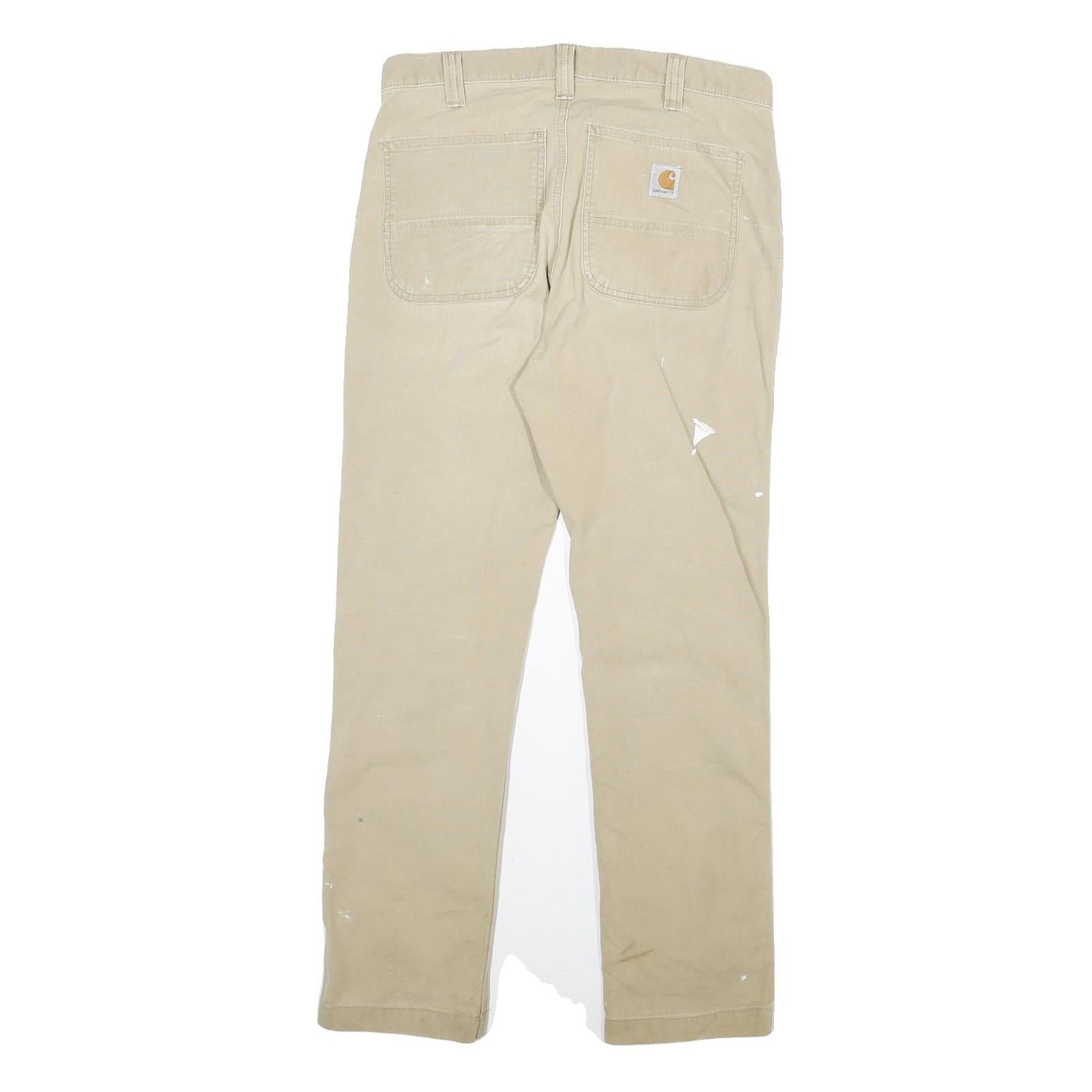 CARHARTT Mens Cotton Blend Beige Regular Straight Leg Trousers W30 L29 Workwear