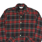 LASOLTH Womens Red & Black Plaid Button Jacket M Polyester Blend Comfortable