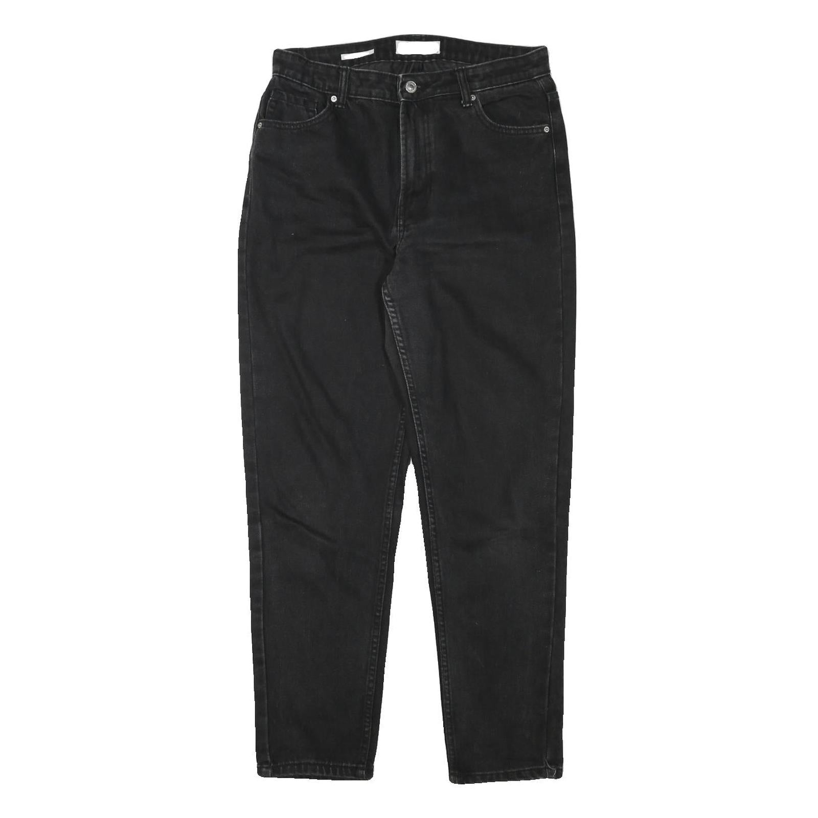 BERSHKA Womens Jeans Black Relaxed Straight Denim Medium W30 L29 Classic Style