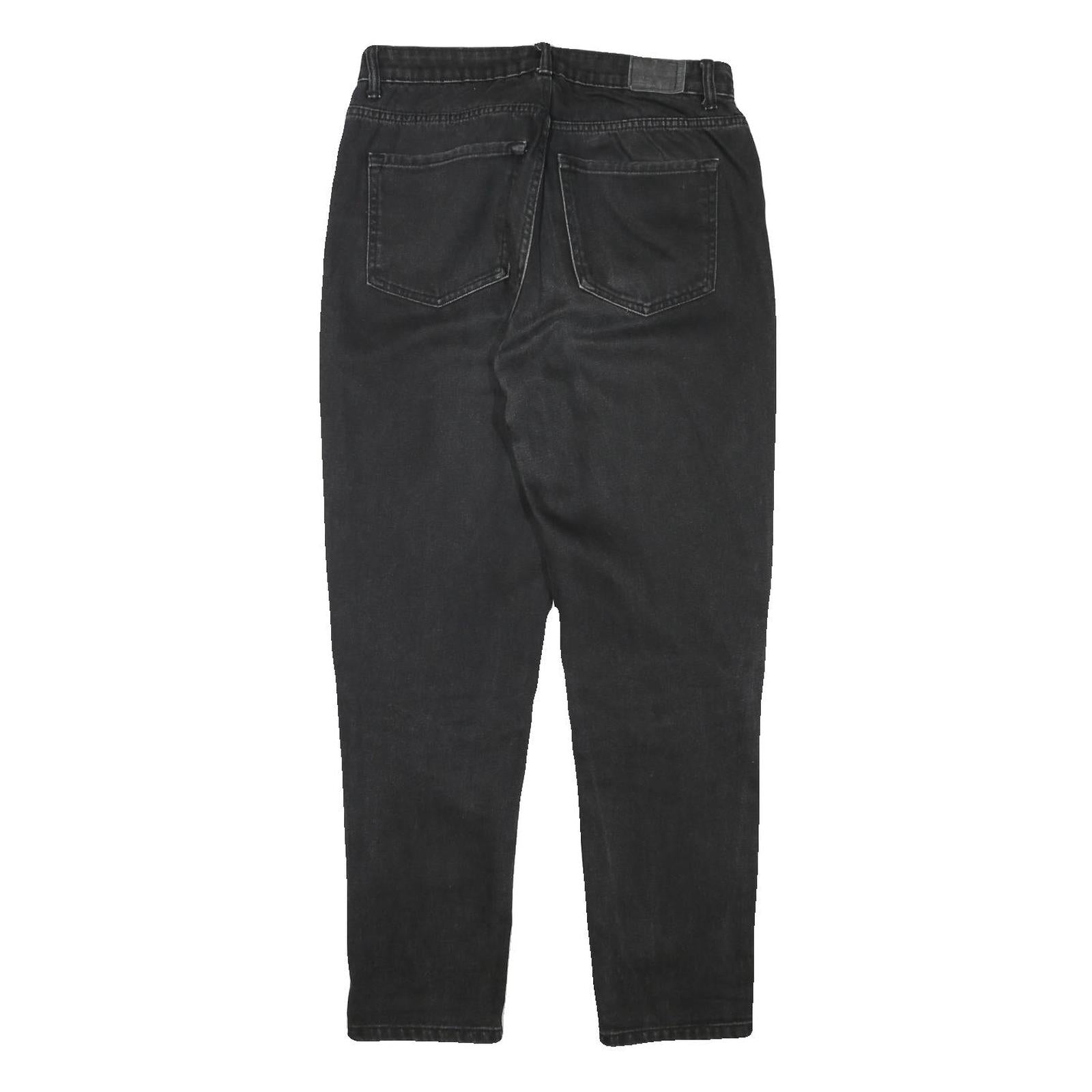 BERSHKA Womens Jeans Black Relaxed Straight Denim Medium W30 L29 Classic Style