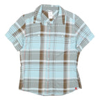 THE NORTH FACE Womens Blue & Brown Check Shirt L Lightweight Outdoor Casual