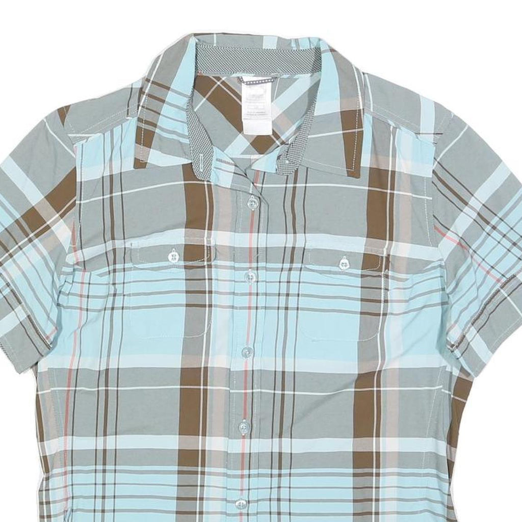 THE NORTH FACE Womens Blue & Brown Check Shirt L Lightweight Outdoor Casual