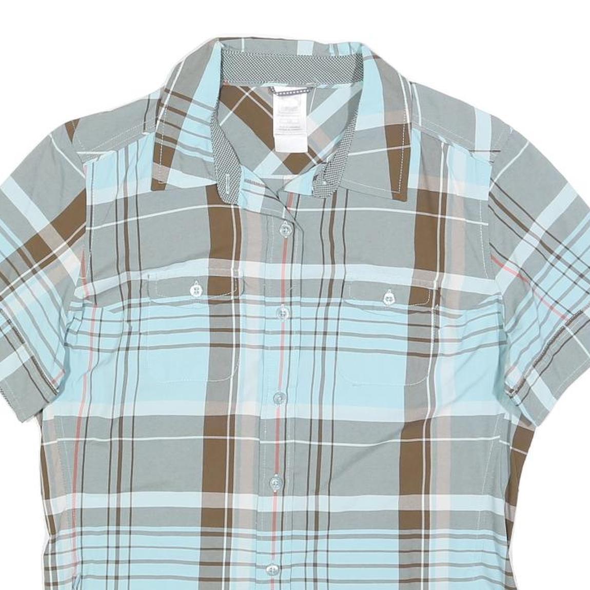 THE NORTH FACE Womens Blue & Brown Check Shirt L Lightweight Outdoor Casual