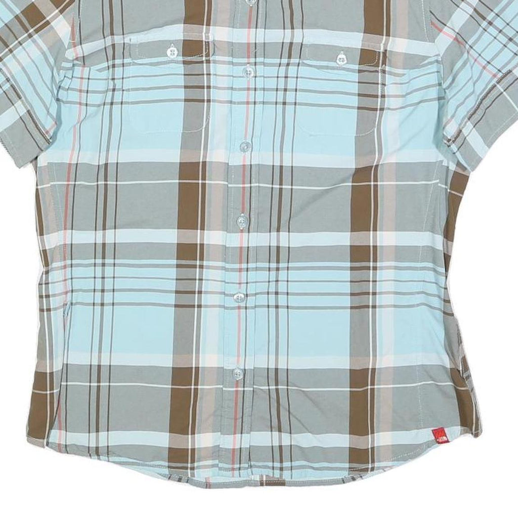 THE NORTH FACE Womens Blue & Brown Check Shirt L Lightweight Outdoor Casual