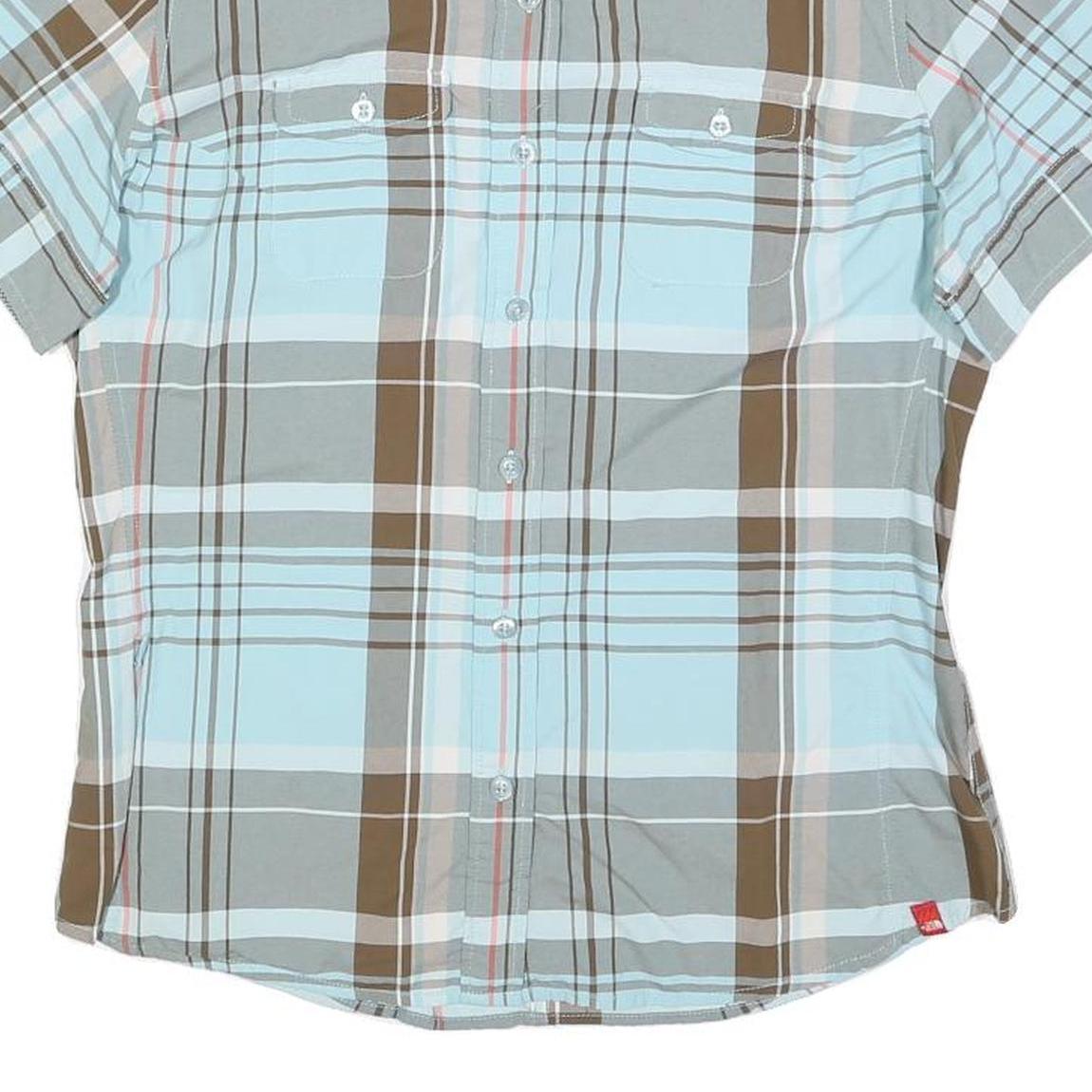 THE NORTH FACE Womens Blue & Brown Check Shirt L Lightweight Outdoor Casual
