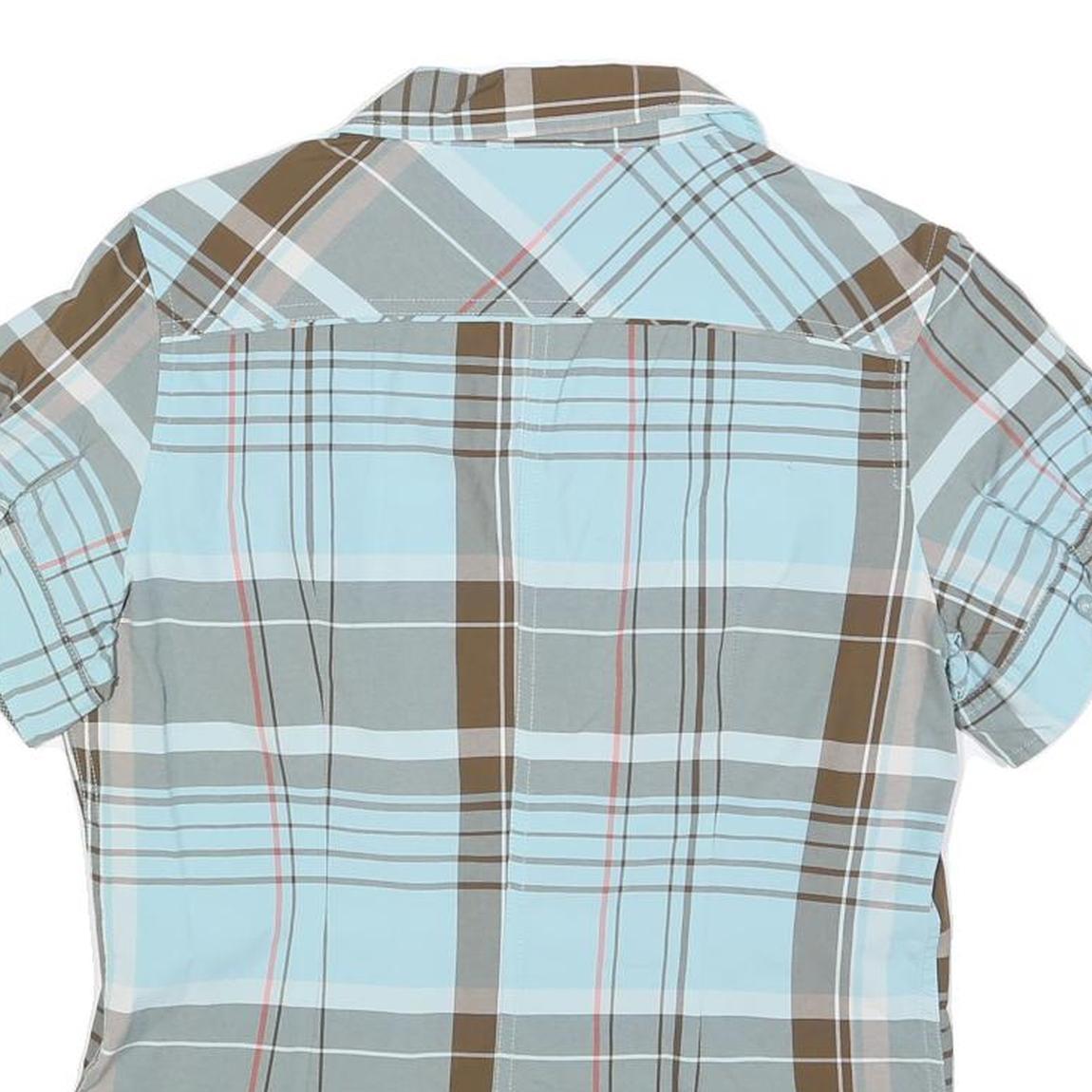 THE NORTH FACE Womens Blue & Brown Check Shirt L Lightweight Outdoor Casual