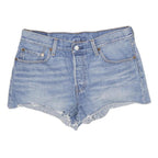 LEVI'S Womens Denim Blue Cotton Casual Shorts S W28 Frayed Hem Pockets