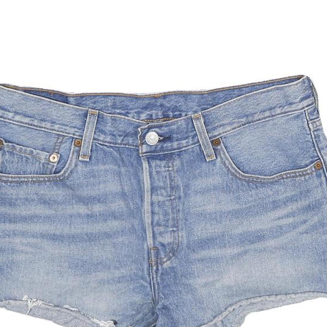 LEVI'S Womens Denim Blue Cotton Casual Shorts S W28 Frayed Hem Pockets