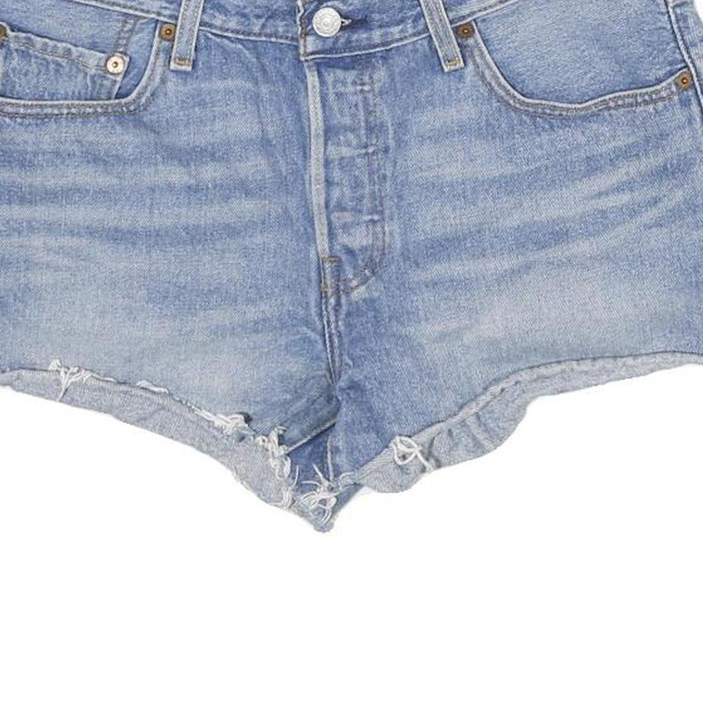 LEVI'S Womens Denim Blue Cotton Casual Shorts S W28 Frayed Hem Pockets