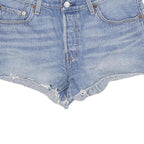 LEVI'S Womens Denim Blue Cotton Casual Shorts S W28 Frayed Hem Pockets