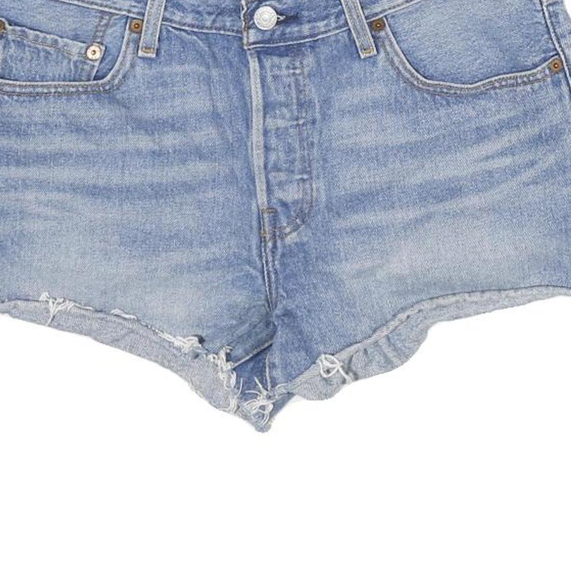 LEVI'S Womens Denim Blue Cotton Casual Shorts S W28 Frayed Hem Pockets