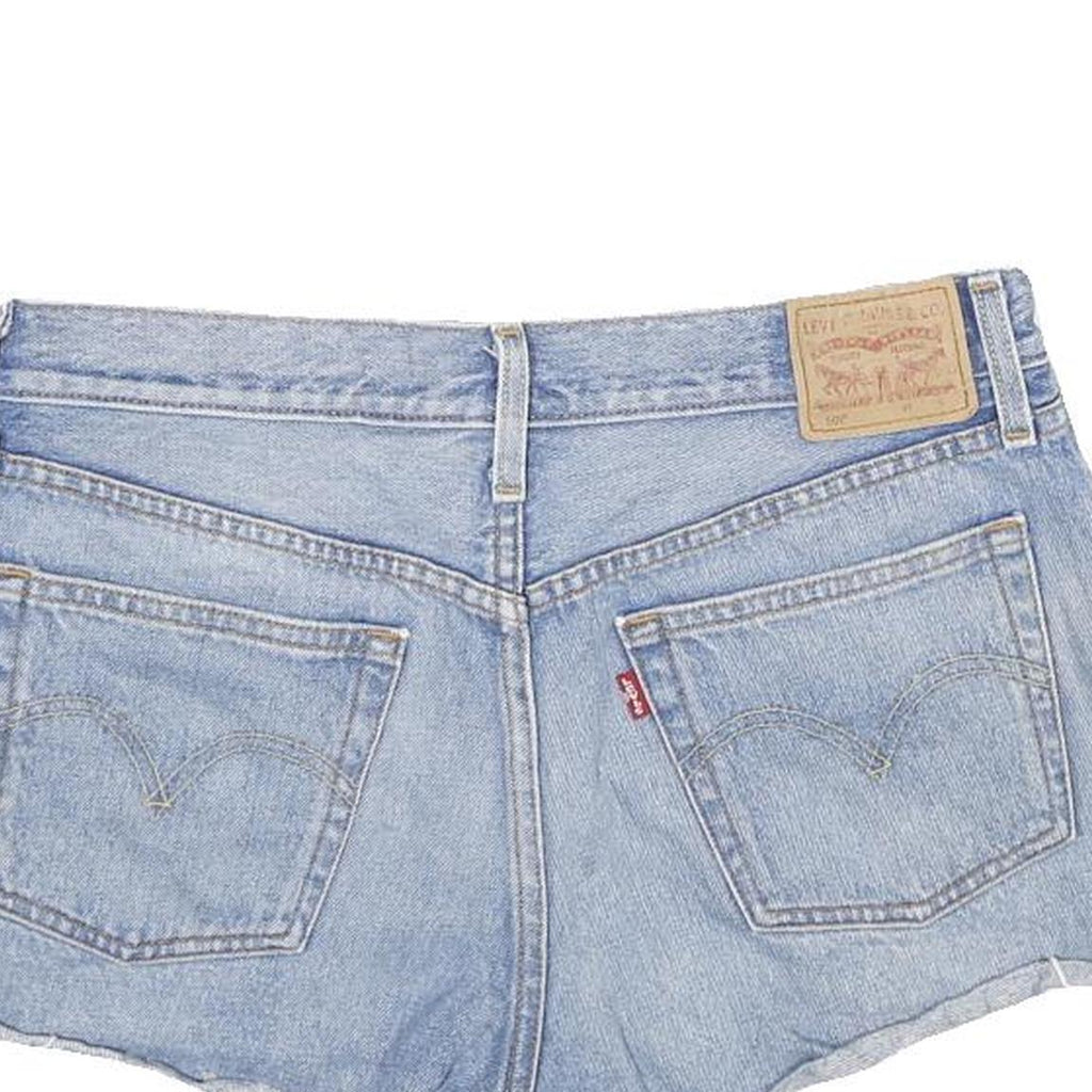 LEVI'S Womens Denim Blue Cotton Casual Shorts S W28 Frayed Hem Pockets