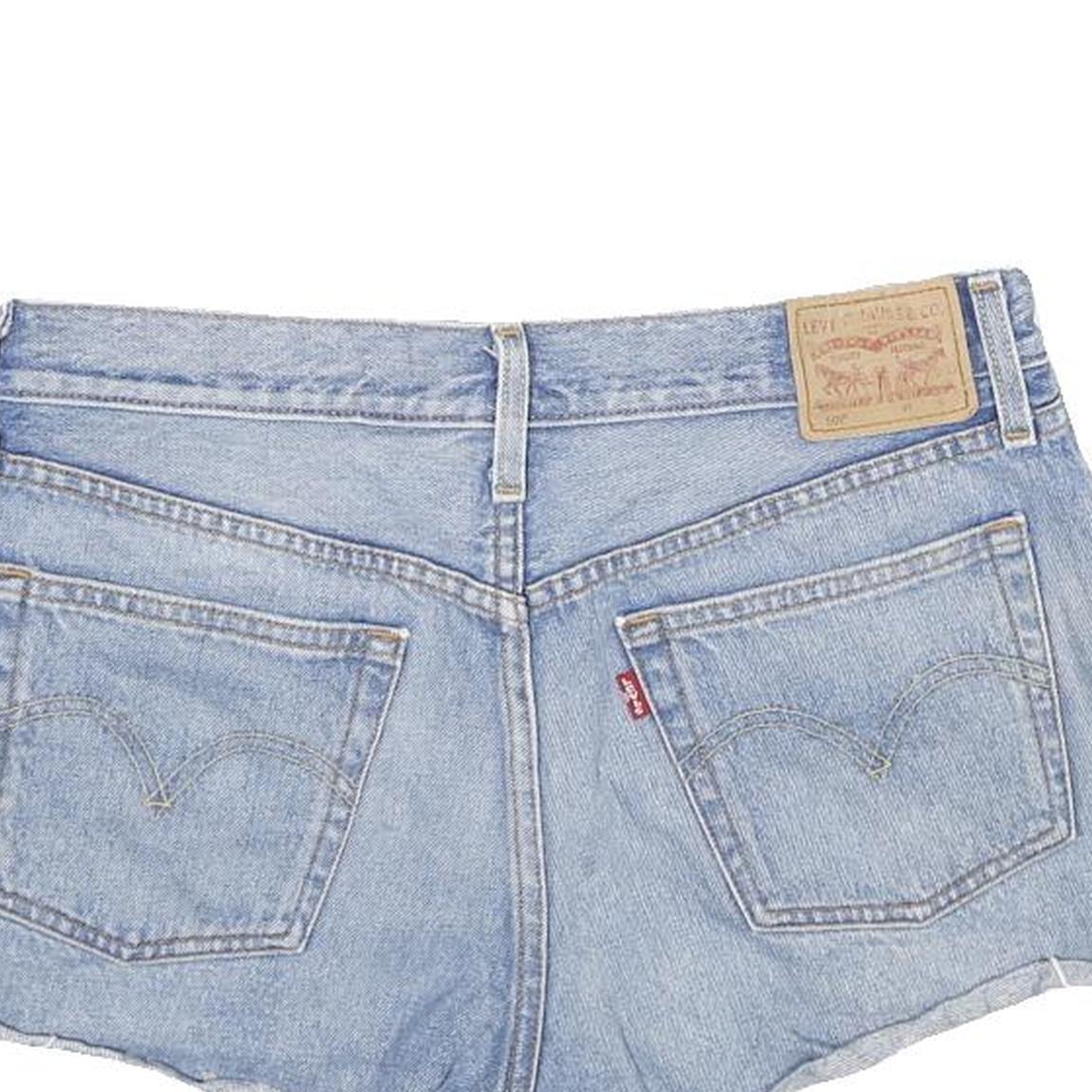 LEVI'S Womens Denim Blue Cotton Casual Shorts S W28 Frayed Hem Pockets