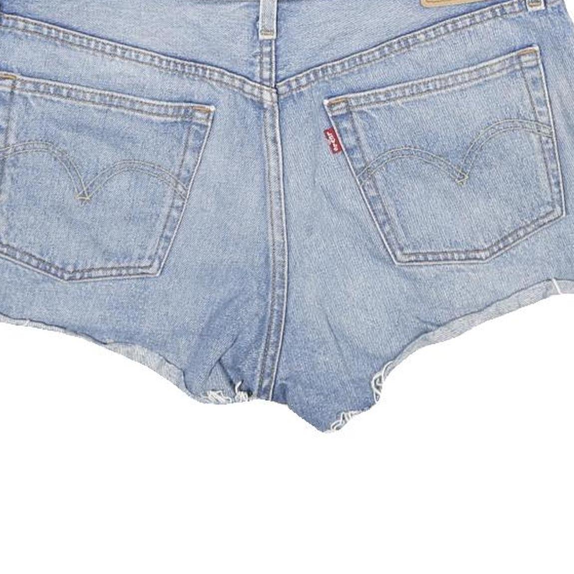 LEVI'S Womens Denim Blue Cotton Casual Shorts S W28 Frayed Hem Pockets