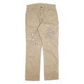 CARHARTT Mens Cotton Blend Beige Regular Straight Trousers W34 L34 Workwear