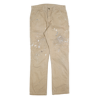 CARHARTT Mens Cotton Blend Beige Regular Straight Trousers W34 L34 Workwear