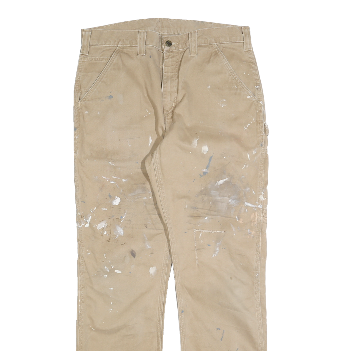 CARHARTT Mens Cotton Blend Beige Regular Straight Trousers W34 L34 Workwear