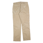 CARHARTT Mens Cotton Blend Beige Regular Straight Trousers W34 L34 Workwear