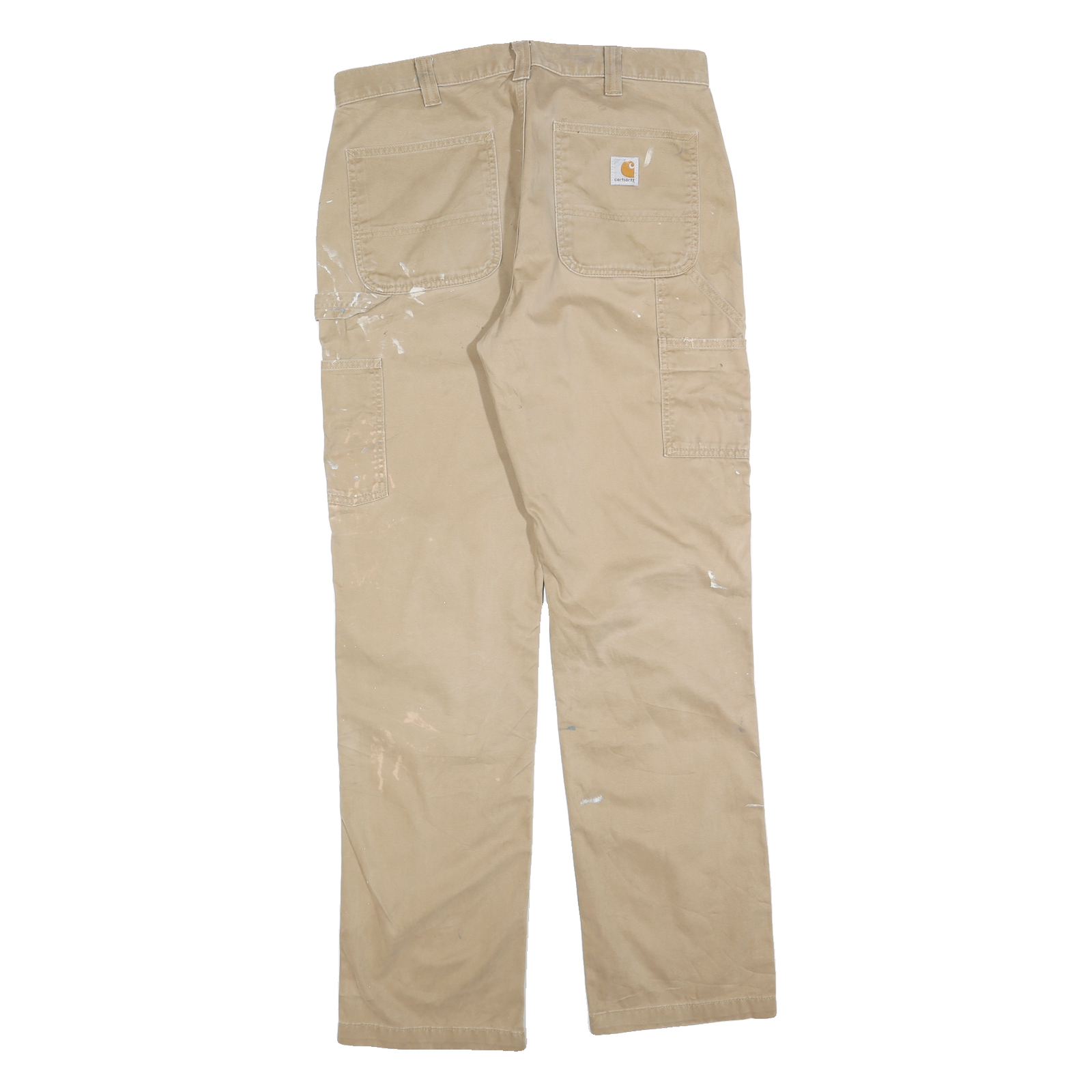 CARHARTT Mens Cotton Blend Beige Regular Straight Trousers W34 L34 Workwear